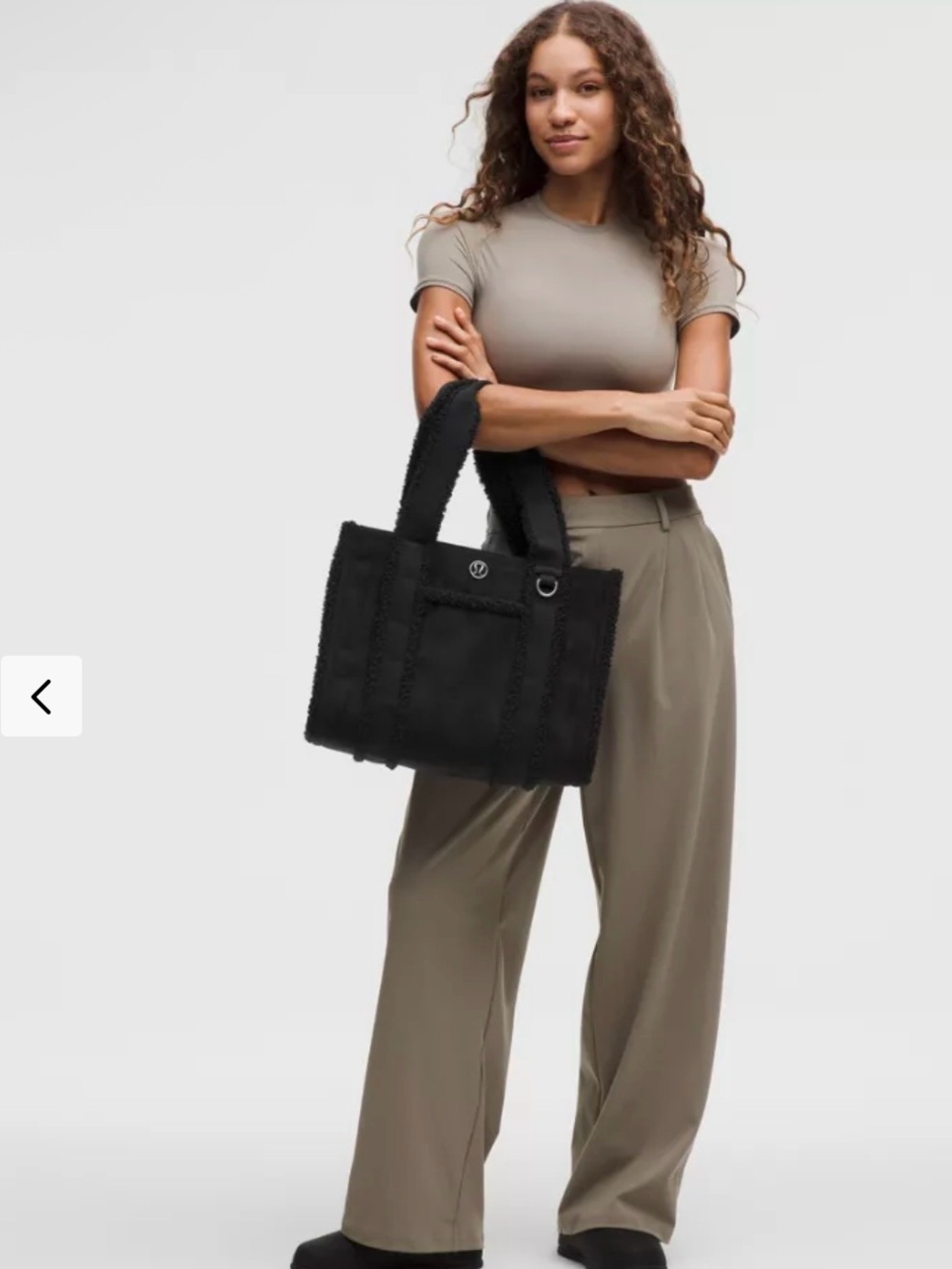 Lululemon Boxy Tote Bag 10L – Black Faux Shearling Trims